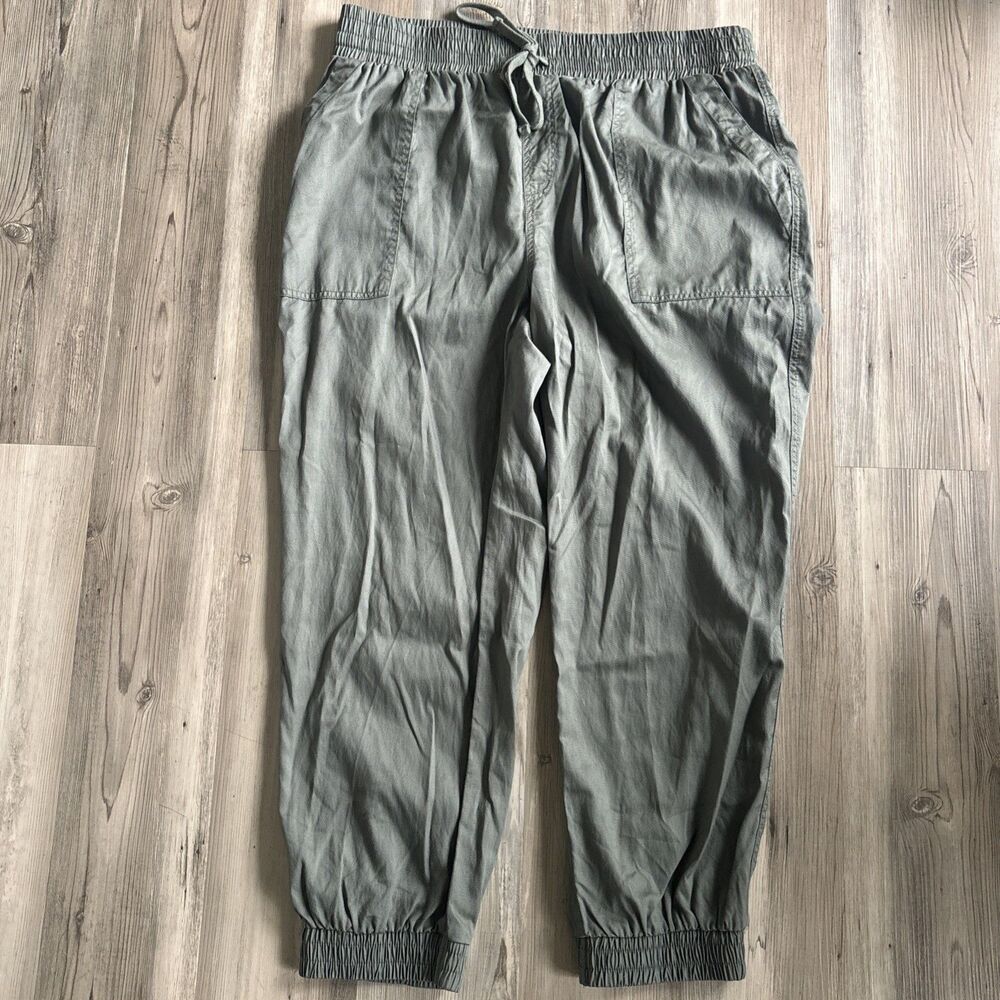 A New Day Olive Green Draw String Elastic Waist Cargo Joggers Size XL